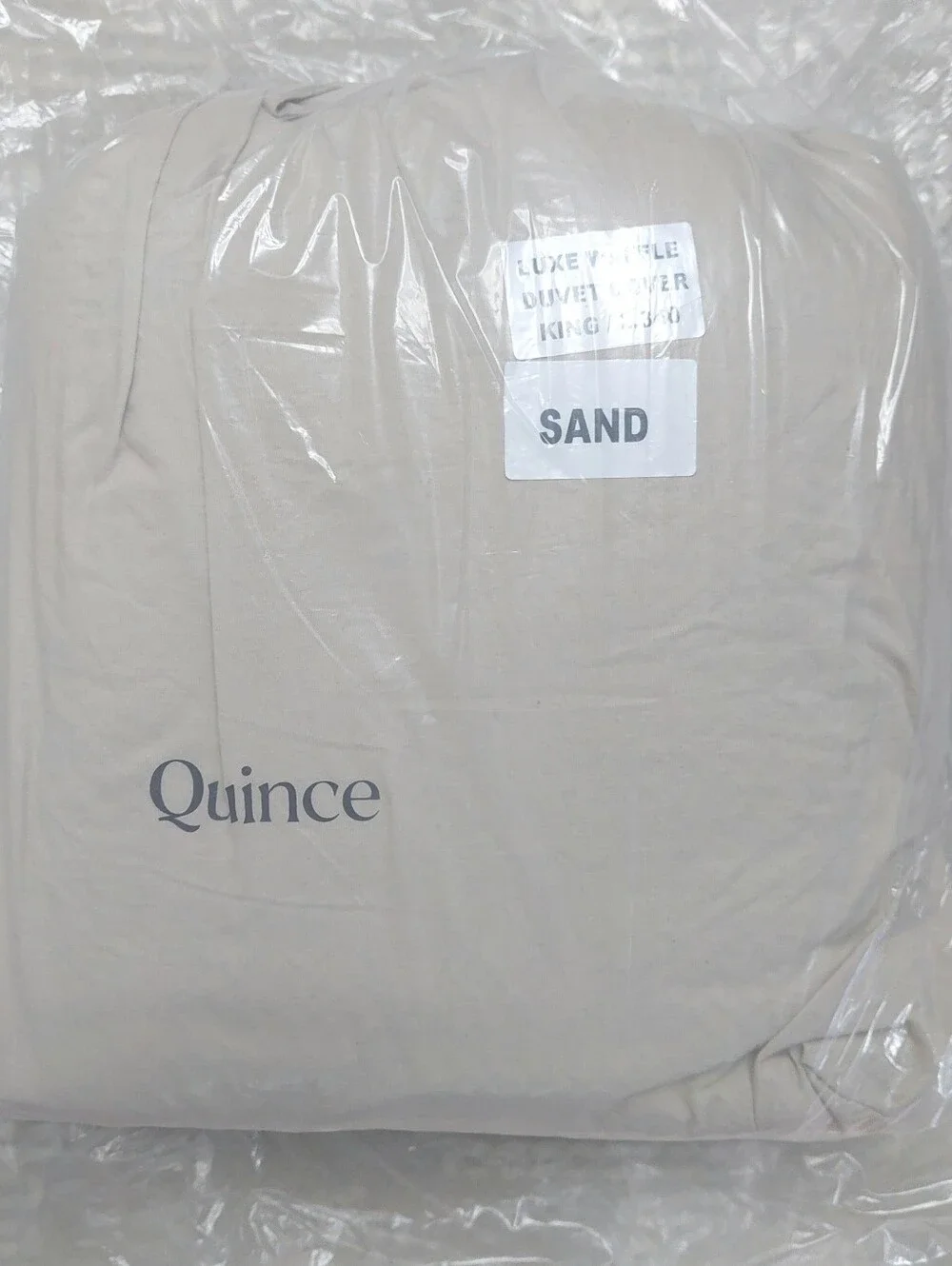 NWOT! Quince 100% Organic Cotton Waffle Sand Duvet Cover! King/ Cal King  (115)